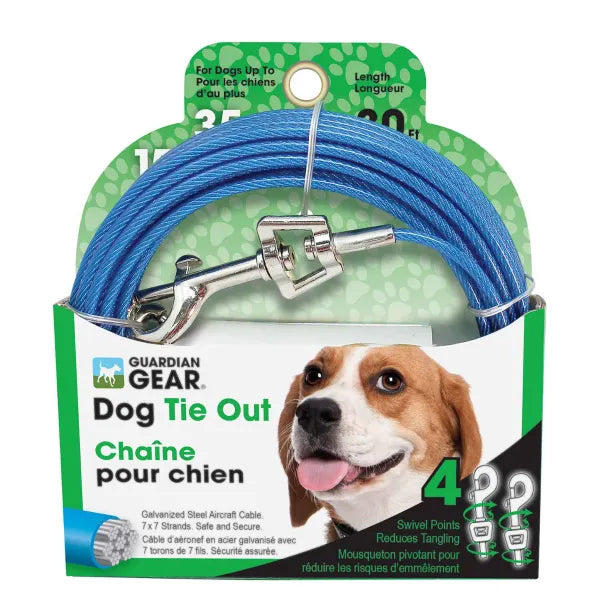 Guardian Gear Medium Dog Twin-Swivel Vinyl Coated Tie Outs - Choose Length