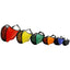 Set of colorful mesh bags in various colors on a white background