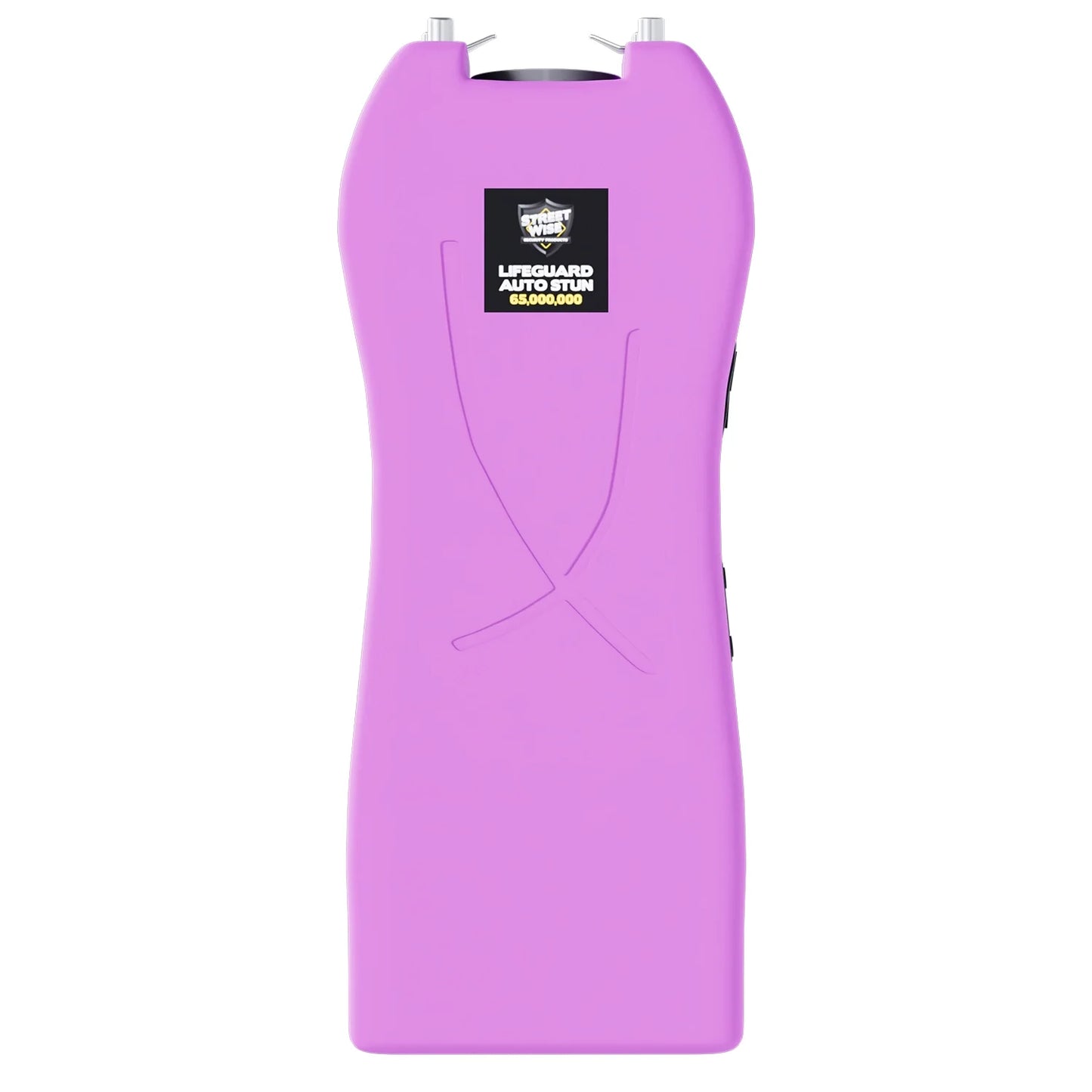 Streetwise light purple Lifeguard Auto Stun Gun full front view with Streetwise Security logo