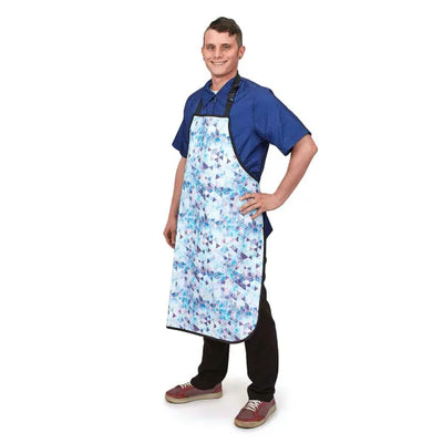 Pet Edge Waterproof Grooming Apron – Blue Crystal Matte Print PVC