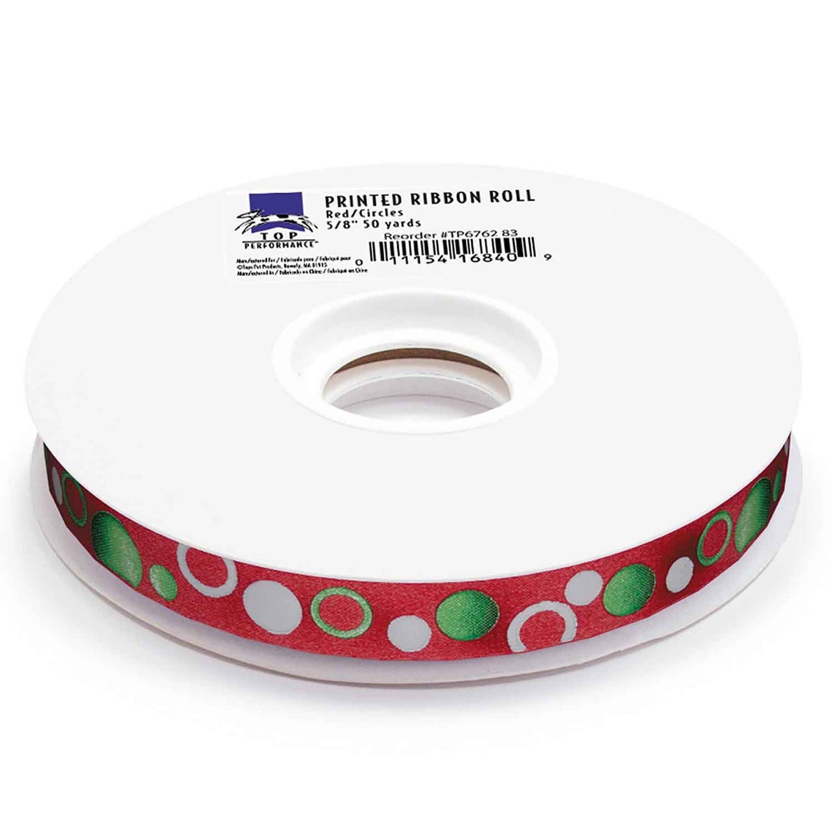 TP Printed Ribbon 50yds Red/Circles