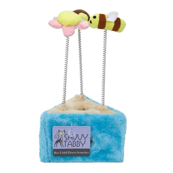 Savvy Tabby Bee-Utiful Flower Cat Scratcher – Interactive Toy Box