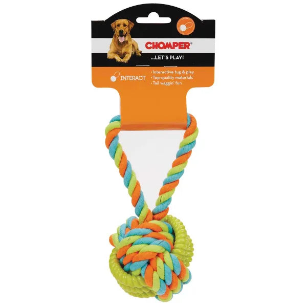 Pet Edge CHP Rope Dog Toy with TPR Rings and Ball - Durable Chew Toy