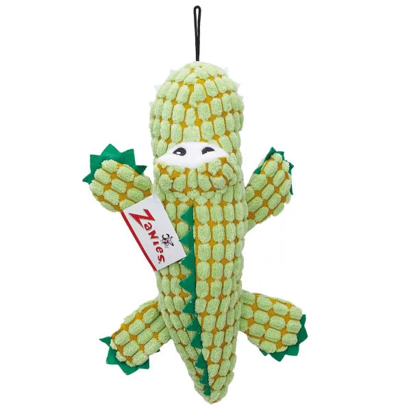 Zanies Corduroy Croc Dog Chew Toy - Durable Squeaky Plush