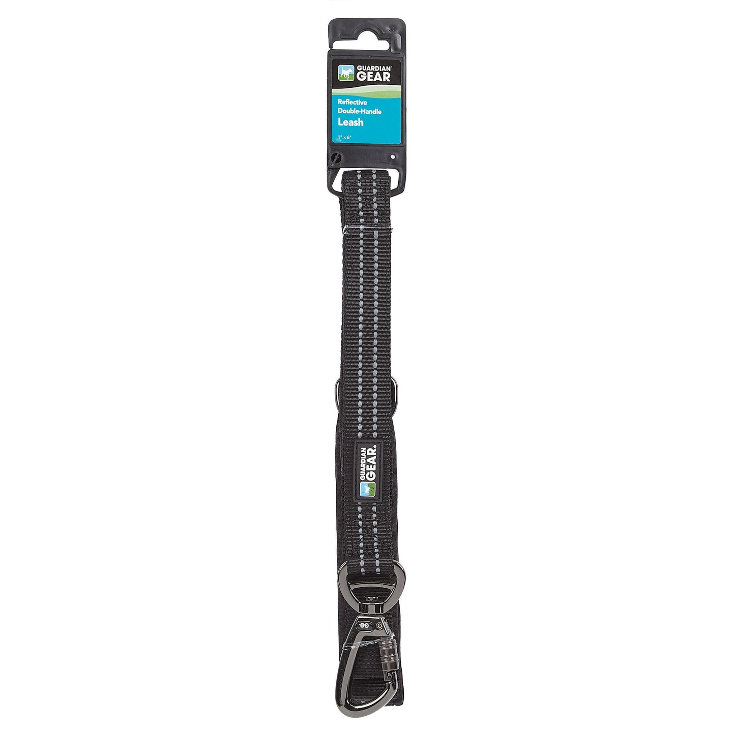 guardian gear reflective double handle 6ft black leash