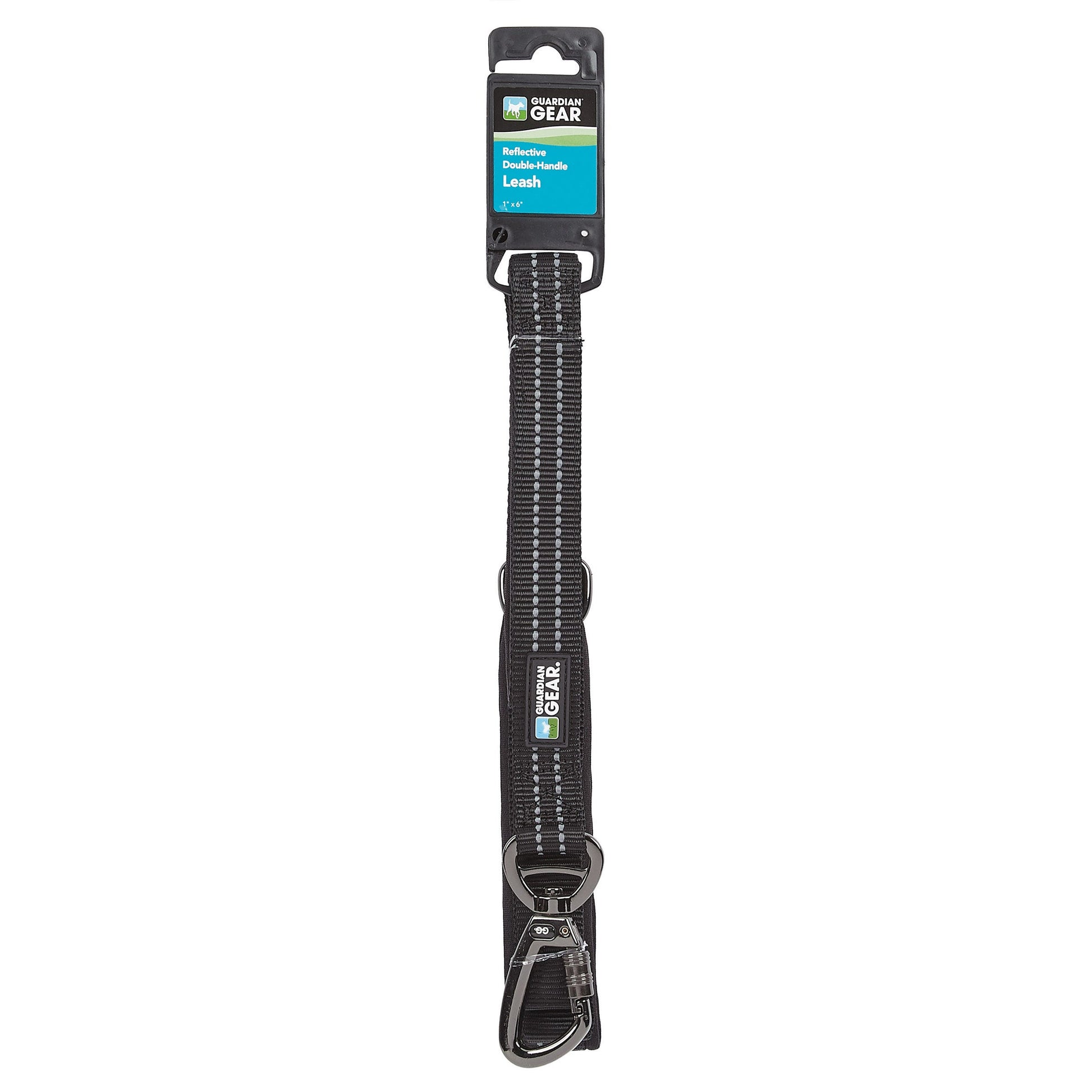 guardian gear reflective double handle 6ft black leash