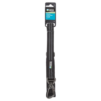 guardian gear reflective double handle 6ft black leash