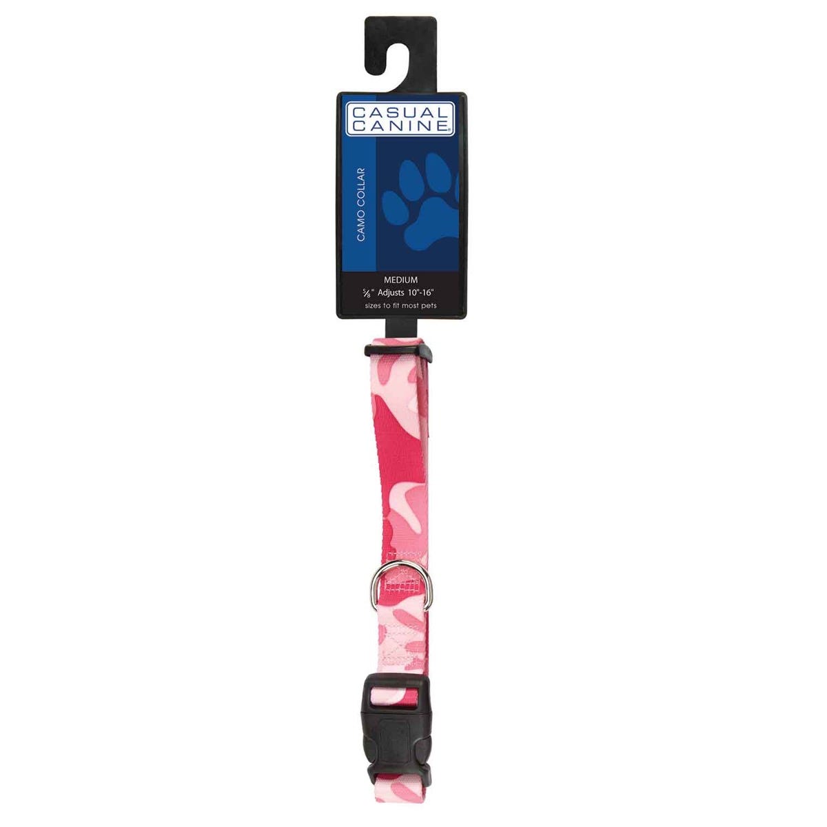 casual canine camo collar 10 16in pink