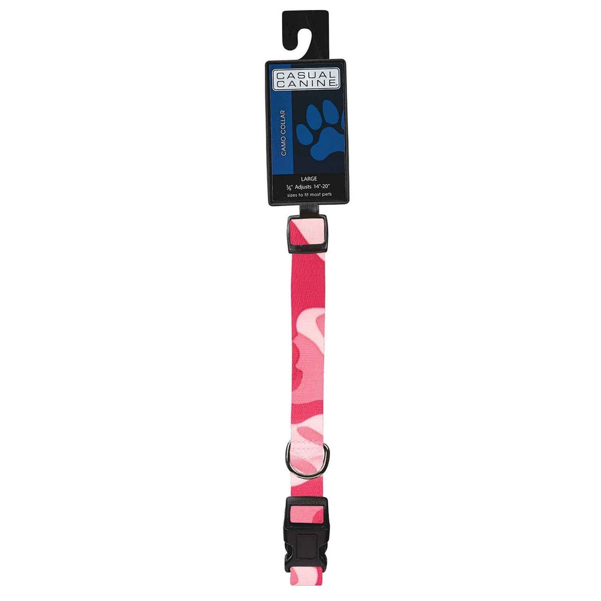 casual canine camo collar 14 20in pink