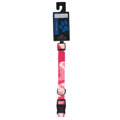 casual canine camo collar 14 20in pink