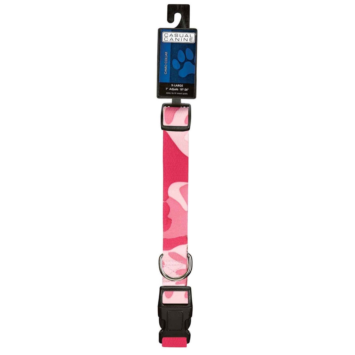 casual canine camo collar 18 26in pink