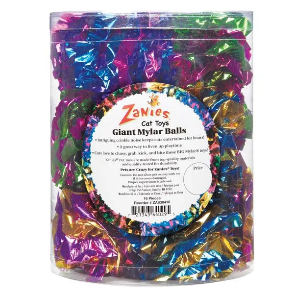 Zanies Giant Mylar Ball Canisters, 16 Pcs