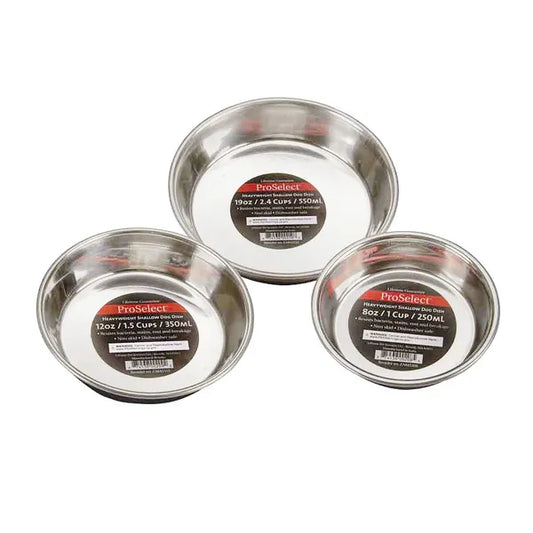 ProSelect Shallow Stainless Steel Pet Feeding Dish - Select a Size