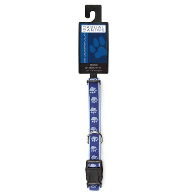 casual canine twotone pawprint collar 6 10in blue