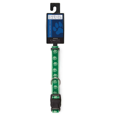 casual canine twotone pawprint collar 6 10in green