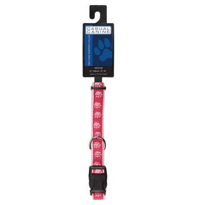 casual canine twotone pawprint collar 6 10in pink
