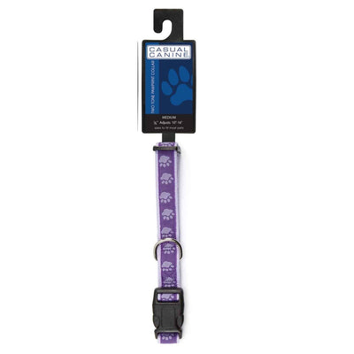 casual canine twotone pawprint collar 14 20in purple