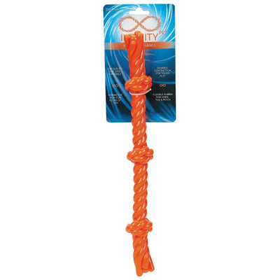 Pet Edge TPR 3-Knot Rope Dog Toy – Durable Orange Chew Toy