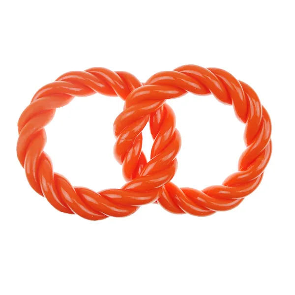Pet Edge TPR 2-Ring Durable Dog Chew Toy - Orange Rubber Rings