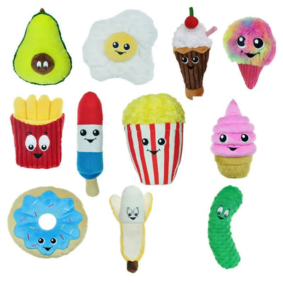 Chomper Food Junkies Squeky Dog Toy - Choose a Variety