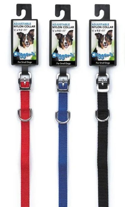 Digger's 1/2inch Nylon Collar, Select Color/Size
