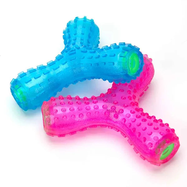 Pet Edge DGR Giggle Wish Bone Blue Durable Dog Chew Toy – 7 Inch, Color Choice