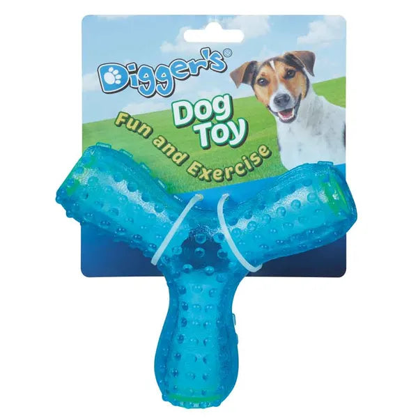 Pet Edge DGR Giggle Wish Bone Blue Durable Dog Chew Toy – 7 Inch, Color Choice
