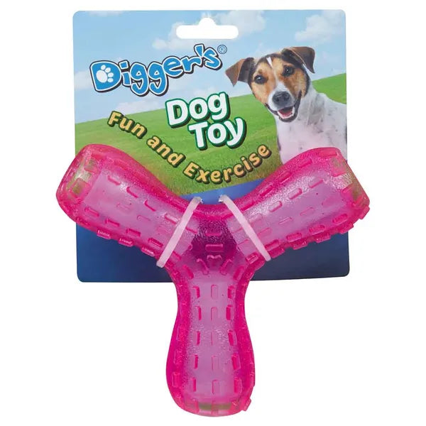 Pet Edge DGR Giggle Wish Bone Blue Durable Dog Chew Toy – 7 Inch, Color Choice