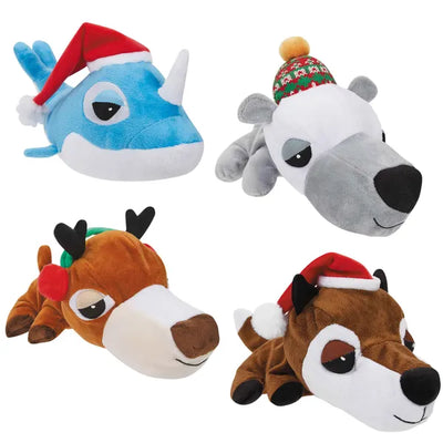 Diggers FatHedz Holiday Plush Dog Toy with Squeaker 10.5 Inch - Select a Species
