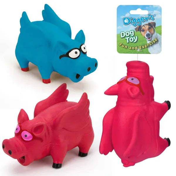 Pet Edge Flying Grunting Pig Dog Toy – Choose a Color