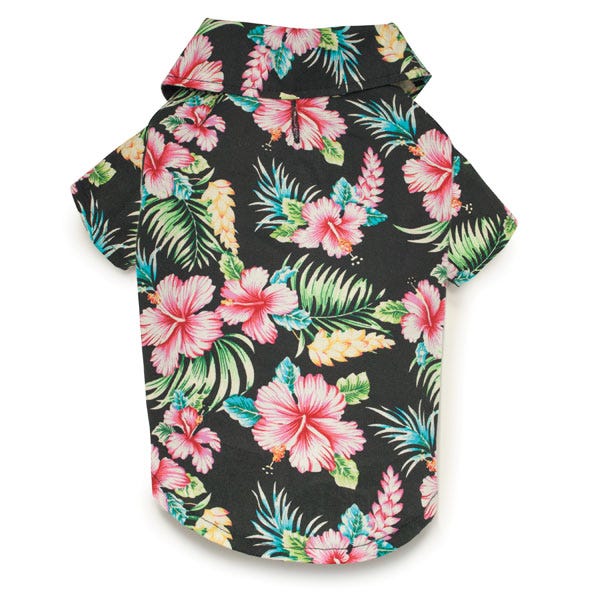 casual canine hawaiian breeze camp shirt s m black