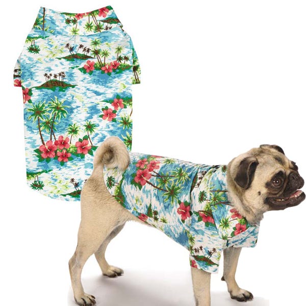 casual canine hawaiian breeze camp shirt m blue