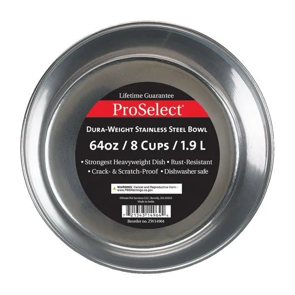 ProSelect Dura Weight Stainless Steel Dishes - Select Size
