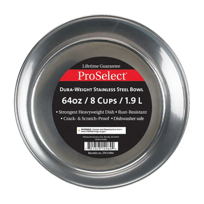 ProSelect Dura Weight Stainless Steel Dishes - Select Size