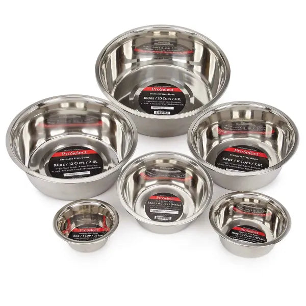 Pet Edge Heavy Duty Stainless Steel Pet Dish - Mirror Finish, Select a Size