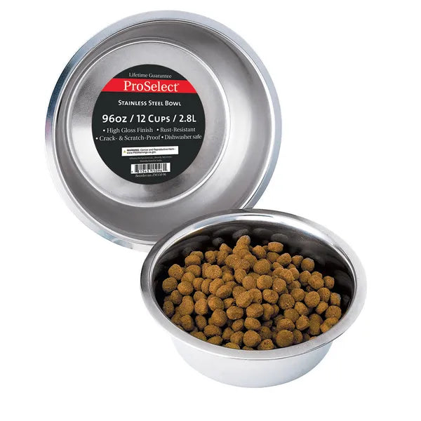 Pet Edge Heavy Duty Stainless Steel Pet Dish - Mirror Finish, Select a Size