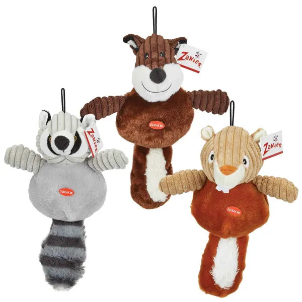 Zanies Country Crew Plush Squeaker Dog Toy 4-Pack – Corduroy & Plush