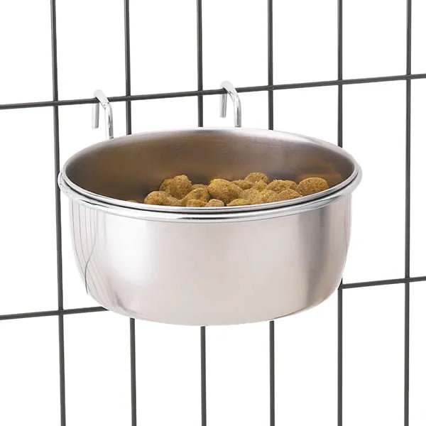 Pet Edge Stainless Steel Hanging Pet Bowl for Food and Water – Select a Size